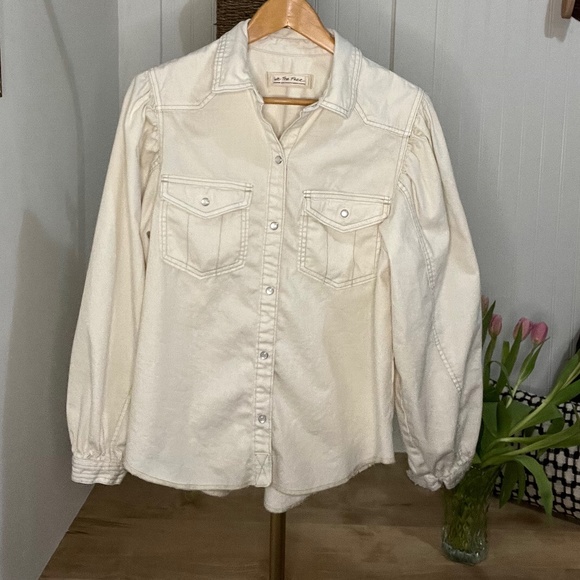 Free People With Love Top Size M Worn White Wash - Picture 6 of 9